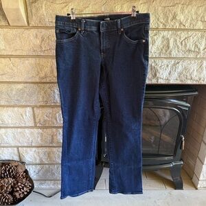 Express Women's Editor Boot Low Ride Dark Blue Jeans 6R